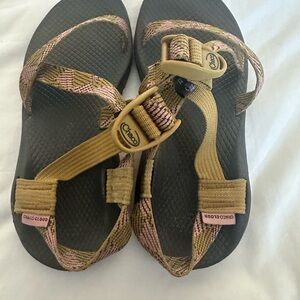 Chaco Z-cloud Sandals with Pink and Brown Straps, lightly used